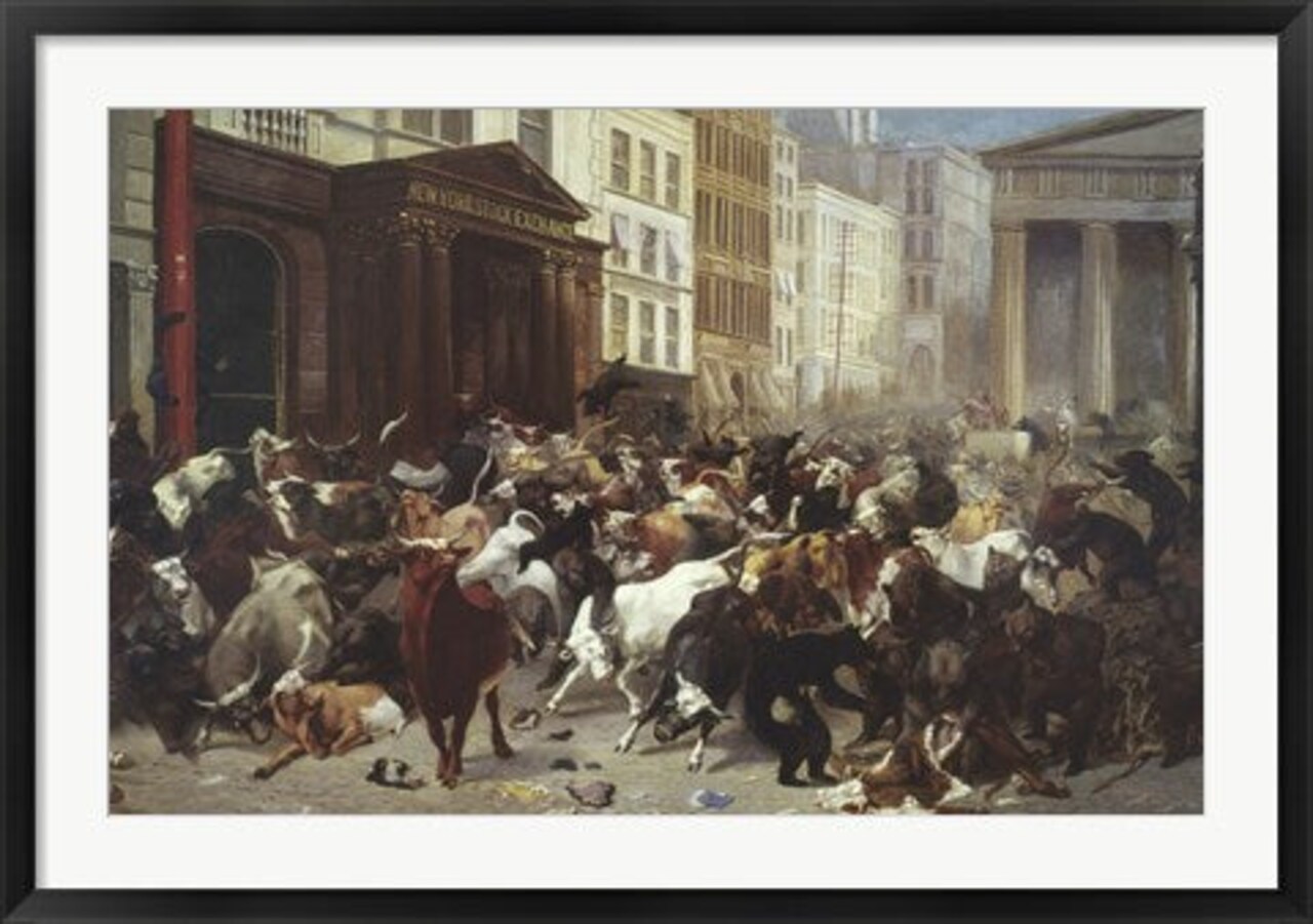 Framed Art Wall Street: Bulls & Bears by William Holbrook Beard Wall Decor 18x24 Artwork